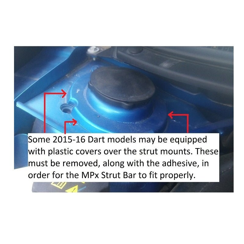 MPx Polished Front Strut Bar, 2013-16 Dart 2.0L / 2.4L / Cherokee / Chrysler 200