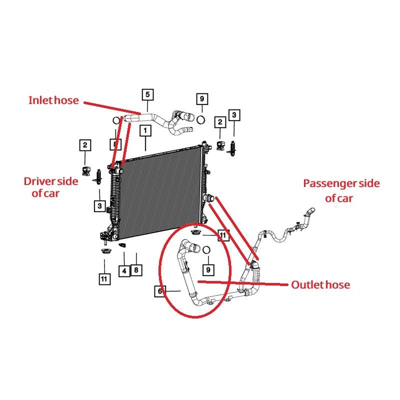 Manguera de salida inferior del radiador de silicona de 4 capas MPx 2013-2016 Dart 2.0L/2.4L